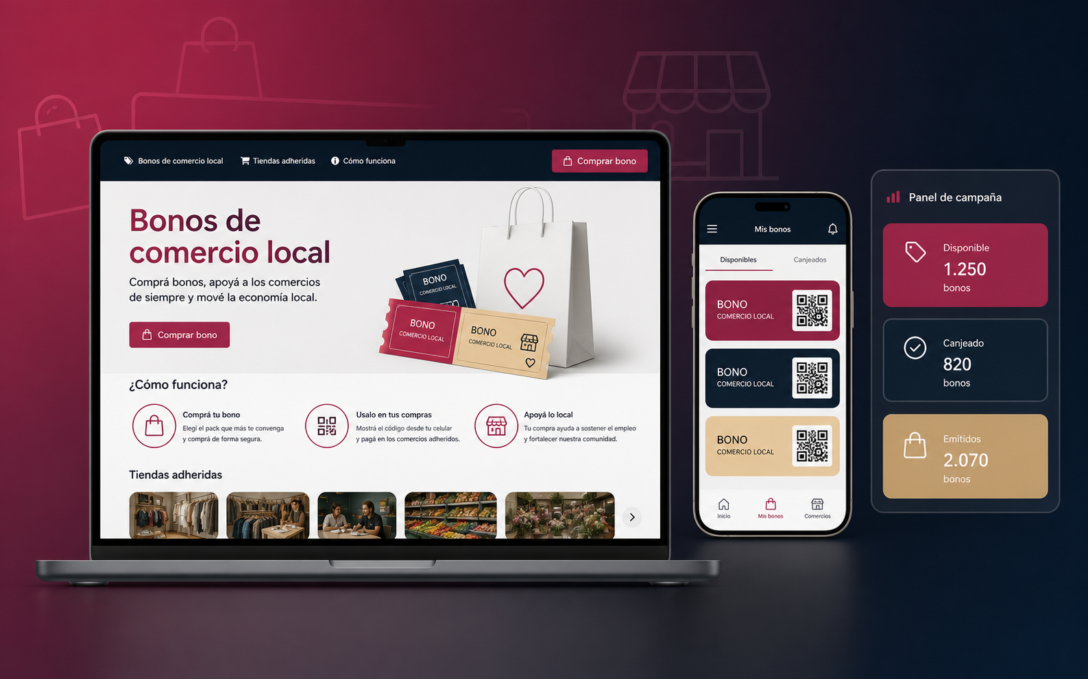 Proyecto Plataforma de bonos para comercio local desarrollado por MoveAsTiC